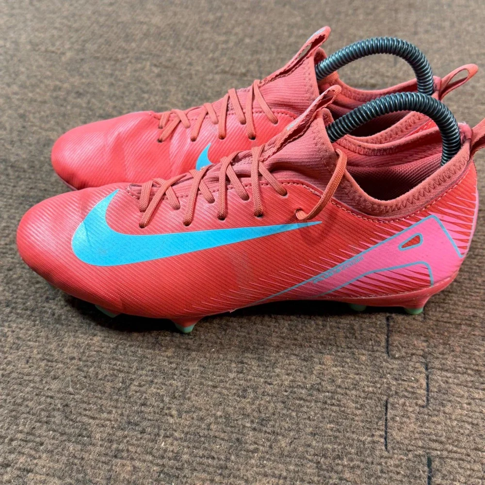 Nike Air Zoom Mercurial Kids Soccer Cleats Bright Crimson Blue FQ8392-800 6Y B+